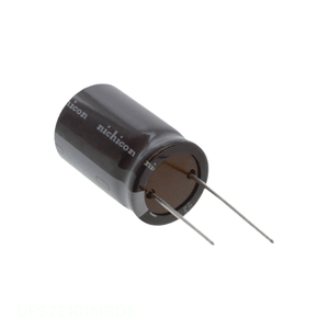 Distribuidor Autorizado, Condensador Radial de Aluminio de 100 uF UPS2E101MRD6, 20%, 250V, Montaje a Través de Orificio - Product Image 1