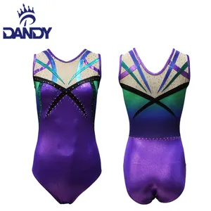 Kualitas tinggi sublimasi senam poliester mystique ungu gym ketat Leotard dengan anak-anak balet bodysuit anak perempuan