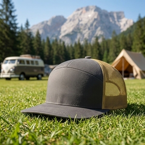Casquette Trucker Homme Personnalisable avec Logo Brodé ou Imprimé, en Coton, à Visière Plate, 7 Panneaux, en Maille, pour Extérieur, Modèle Bull - Product Image 1