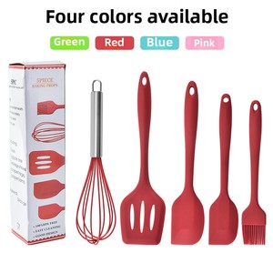 Set peralatan dapur silikon, lima buah alat memasak memanggang termasuk pengocok telur Spatula Steak sampel gratis - Product Image 5