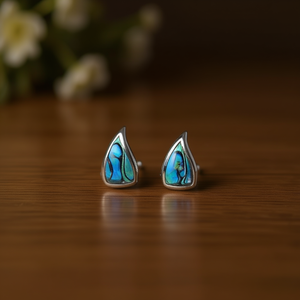 Orecchini a goccia in argento 925 bianco champagne con intarsio in conchiglia, design minimalista per l'uso quotidiano, unisex E4055 - Product Image 2