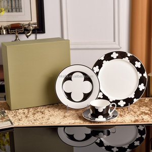 <b>black</b> and white Flower Vintage Decorative Dishes Ceramic Porcelain Luxury Dinnerware Italian Bone China Gift - Product Image 4