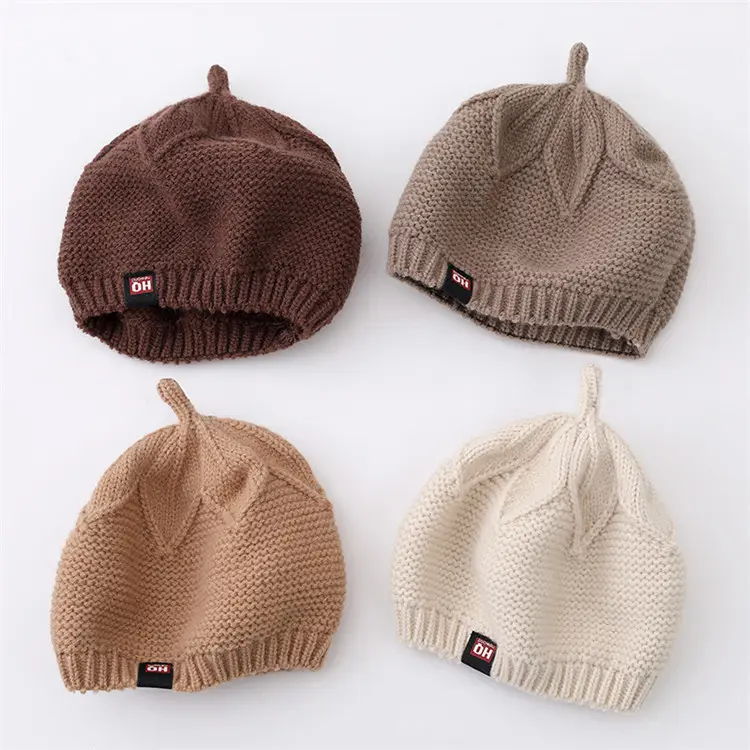 Baby Herbst Winter Koreanisch Lässig Jacquard Strick Baskenmütze Benutzer definierte Blume Wolle Maler Hut