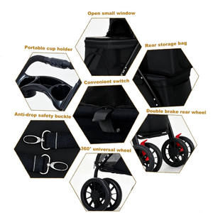 Carrito Doble para Mascotas OEM para Perros y Gatos Pequeños y Medianos, Plegable, con 2 Portavasos y Ruedas Bloqueables - Product Image 5