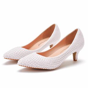 Femmes 5cm <span class=keywords><strong>Blanc</strong></span> Perle Beige Pompes Chaussures de mariage Femmes Sandales de fête de mariage - Product Image 6