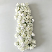 L-321 Chemin de table floral moderne personnalisable en soie artificielle, rangée de roses et de fleurs mélangées, centre de table de mariage, arche, allée