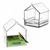 Mangeoire multifonctionnelle avec plateau amovible, récipient à nourriture, toit transparent anti-éclaboussures, remplissage facile, mangeoire pour oiseaux sans désordre