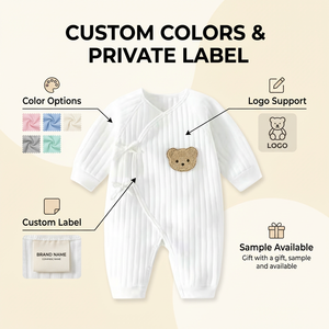 OEM ODM Body de Bebé Recién <span class=keywords><strong>Nacido</strong></span>, Mameluco Suave y Ecológico con Bordado de Oso, Ropa de Bebé - Product Image 3