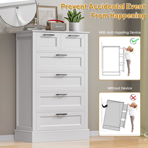 White Dresser with <b>6</b> <b>Drawers</b>, Vertical Tall for Bedroom, Chest of <b>Drawers</b> Nursery - Product Image 5