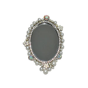 <span class=keywords><strong>Espejo</strong></span> de maquillaje con joyas ovaladas de estilo Vintage de alta calidad, exquisito diseño de perlas de cristal, nuevo <span class=keywords><strong>espejo</strong></span> cosmético - Product Image 3
