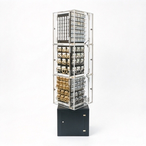 Metal Acrylic Freestanding Jewelry <b>Display</b> <b>Rack</b> Rotating Lockable Showcase With Storage Cabinet For Earring Bracelet Retail - Product Image 1