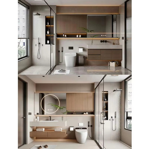 Thiết kế mới Vanity gương với ánh sáng thông minh defogging rửa lưu vực cho khách sạn phòng tắm bồn rửa lưu vực tủ gỗ rắn - Product Image 3