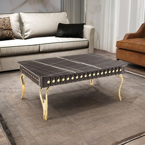 Mesa de Centro Moderna de Imitación Mármol con Estructura Metálica, Mueble Resistente para Sala de Estar de Rosse - Product Image 1