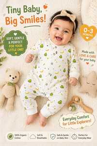 Combinaison pour bébé en coton biologique à imprimé avocat et banane, fermeture à pressions, vêtements de nuit pour nouveau-né - Product Image 4
