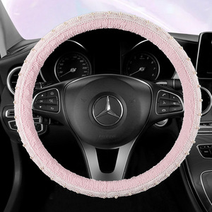 Housse de <span class=keywords><strong>volant</strong></span> de voiture en dentelle avec perles imitation luxe, 36cm 38cm, universelle, antidérapante, pour femmes, Toyota, Honda, Nissan - Product Image 4