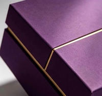 Boîte rigide de luxe personnalisée en violet pour emballage cadeau de parfum, deux pièces, avec plateau en velours