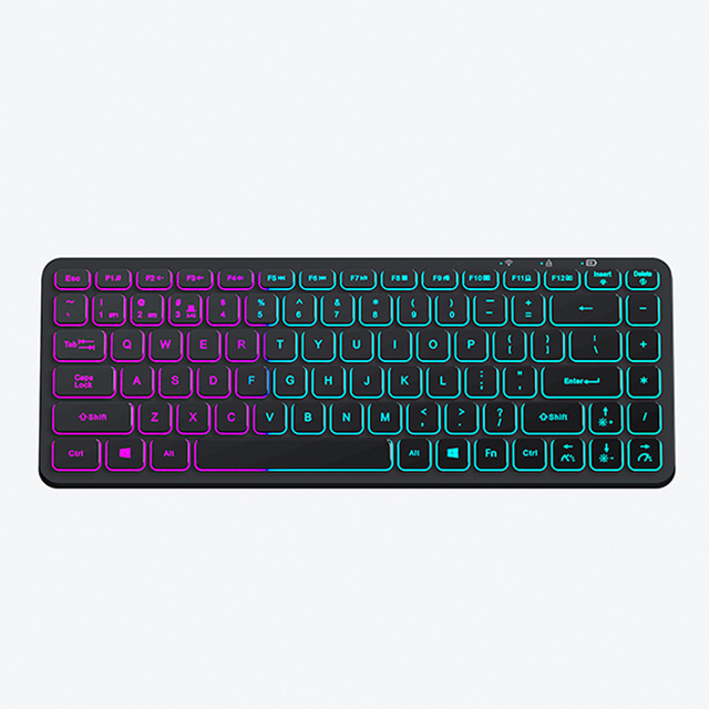 84 Keys LED Light up rainbow Backlit Mini Gaming Dual Mode 2.4G Wireless BT Keyboard for Mobile Gaming