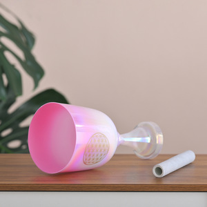 Campana Tibetana in <span class=keywords><strong>Cristallo</strong></span> Multicolore Sfumato Rosa, Fatta a Mano, per Meditazione, Terapia del Suono, Yoga, Portatile, per Uso Religioso - Product Image 3