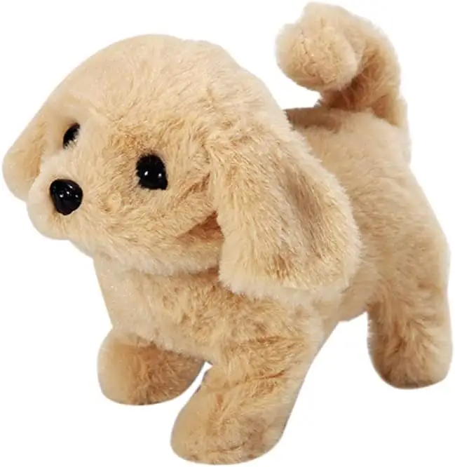 Mainan anjing peliharaan interaktif anjing mewah seperti hidup listrik, berjalan, menggonggong, ekor menggoyang mainan interaktif boneka mewah mainan hewan