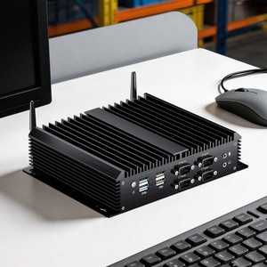 Mini PC Industrial sin Ventilador, <span class=keywords><strong>Intel</strong></span> <span class=keywords><strong>Core</strong></span> I7-5500U, 6 Puertos COM, <span class=keywords><strong>2</strong></span> LAN, SSD de 512 GB, Computadora Robusta de Aluminio para Sistemas de Automatización - Product Image 1