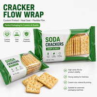 Film d'emballage personnalisé imprimé pour biscuits, craquelins et aliments de collation, sachet oreiller à scellage arrière pour sodas et biscuits