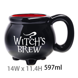 GZYSL Pacific Giftware Logo personalizzato brodo di strega Halloween tazza di calderone in ceramica <span class=keywords><strong>nera</strong></span> ciotola di zuppa con cucchiaio da caffè tazza di luna - Product Image 5