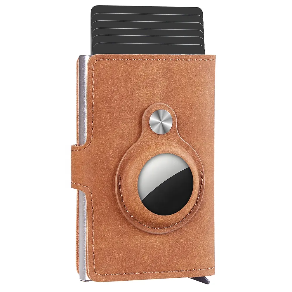 Eigenmarke smart-kartenhalter brieftaschen rfid anti-diebstahl motorisierte pu-kartenhalter brieftasche mit etikett tasche