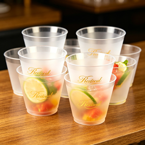 Bicchieri di Plastica Trasparenti Usa e Getta da 270ml per Feste, 12oz per Bevande Fredde con Stampa Logo Personalizzata per Caffè ed Eventi, Bicchieri per Martini e Mojito - Product Image 1