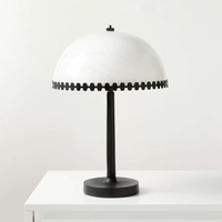 Lampe de table en albâtre naturel de luxe, abat-jour en métal noir en forme de dôme, lampe de chevet pour chambre à coucher, salon, hôtel, décoration