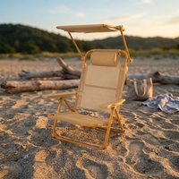 Chaise longue pliante d'extérieur pour terrasse et parc, chaise de plage moderne et légère avec auvent