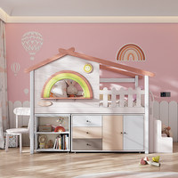 JINS Modernes Langlebiges Platzsparendes Multifunktionales Hochbett für Mädchenzimmer Holzmöbel Schule Hotel