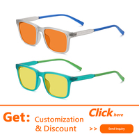 SR SR5105-WD-7 Gafas de Sol Infantiles Modernas de Alta Calidad con Armazón TR90 de Dos Tonos, Lentes Clásicas Rojas, Naranjas y Amarillas, Ligeras, Unisex, Anti-UV