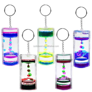 Colorful liquid double drop mini liquid hourglass motion liquid timer keychain