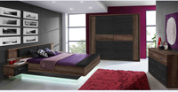 Usine Foshan Meubles modernes en bois 15mm MDF Armoire Coiffeuse Lit double Ensemble chambre à coucher