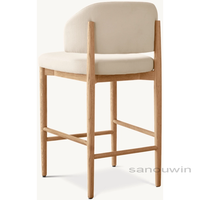 Tabouret de bar haut élégant et durable en bois de chêne massif avec dossier confortable pour chaises de bar