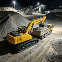 Excavatrice sur chenilles de 24 tonnes, puissance de 153 kW, pour les projets d'excavation minière et de défrichement des couches de roche.