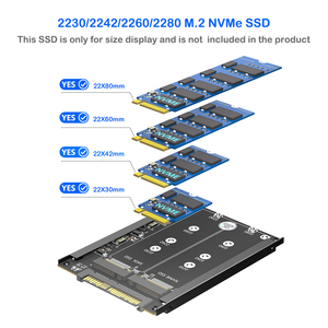 محول <span class=keywords><strong>M</strong></span>.2 NVMe ثنائي من نوع <span class=keywords><strong>M</strong></span>-Key و B-Key إلى U.2 مقاس 2.5 بوصة مع إطار تثبيت من مادة PCB للخوادم وأجهزة الكمبيوتر المكتبية عالية الأداء - Product Image 4