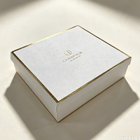 Boîte cadeau rigide personnalisée de luxe avec bordure en or blanc, boîte d'emballage en papier avec logo personnalisé pour parfum, cosmétiques, bijoux, cadeau d'affaires