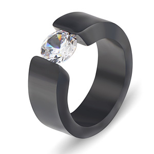 Diamond <b>Ring</b> 8MM Round Brilliant Cut <b>Titanium</b> Steel Open Face Geometric Shape Women's Everyday Wear - Product Image 5