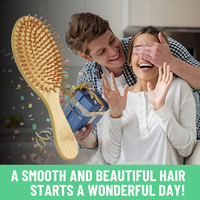 Brosse à cheveux ovale en bambou naturel avec coussin et technologie laser, logo personnalisé, ensemble de brosses démêlantes avec boîte pour femmes