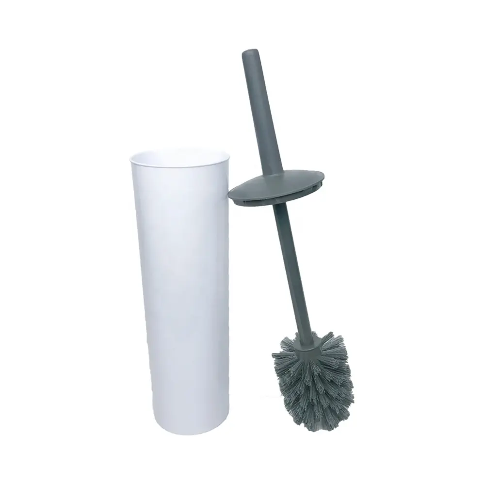 EcoClean Plastic Hideaway storage Round Toilet Bowl Brush with Holder Combo  toilet brush with caddy