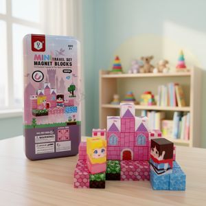 Juego de Cubos Magnéticos con Temática de Castillo Rosa para Viajes 2026, Juguetes para Niños, 38 Piezas, Mini Bloques de Construcción Magnéticos para Niños - Product Image 1