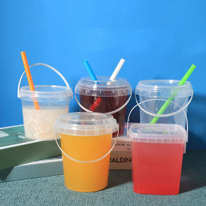 Vente flash - Gobelet en plastique transparent pour jus de fruits et bubble tea, grande capacité (500 ml, 700 ml, 1000 ml), avec poignée, logo personnalisé - Product Image 4