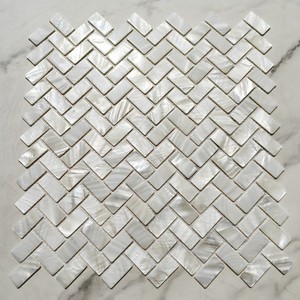 Placa de Mosaico de Concha de Madrepérola Ultra Branca com Padrão Espinha de Peixe para Backsplash de Cozinha - Product Image 2