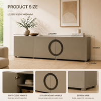 Modernes Minimalistisches Sideboard aus Massivem Eichenholz mit Rundem Griffdesign für Wohnzimmer und Esszimmer Aufbewahrung