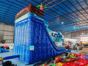 מגלשת מים מתנפחת בצבע שיש בצורת ספינת פיראטים עם בריכה למכירה - Product Image 3