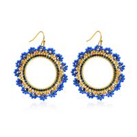 Anting Wanita Desain Bunga Berhias Manik-Manik Buatan Tangan dengan Hiasan Berlian Imitasi yang Trendi