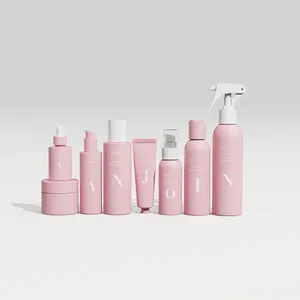 Groothandel Custom Roze 50Ml 100Ml 150Ml Luxe Soft Touch Cosmetische Pet Plastic Flessensets Voor Huidverzorging Gezichtscrème Lotion Flessen