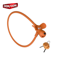 Antivol de vélo en silicone et acier motif animal mignon 64,5 cm avec 2 clés pour casque et sécurité cycliste enfant, accessoires de cyclisme pour enfants