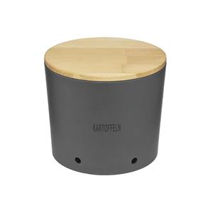 Pot à pommes de terre au design naturel avec couvercle en bois de hêtre, récipient de stockage alimentaire - Product Image 1